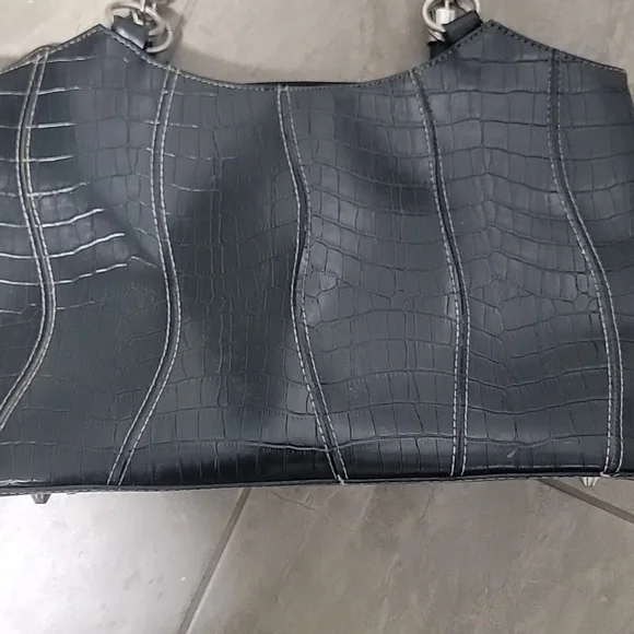 Faux Prada Black Leather Snakeskin Tote Bag Handbag - Picture 5 of 6